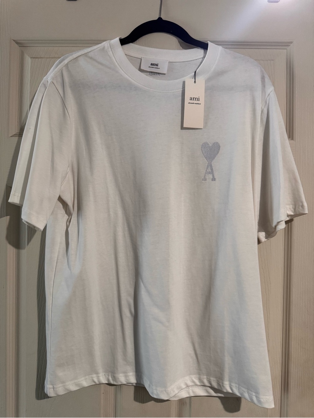 Ami White Short-Sleeve Tee with Heart 'A' Logo